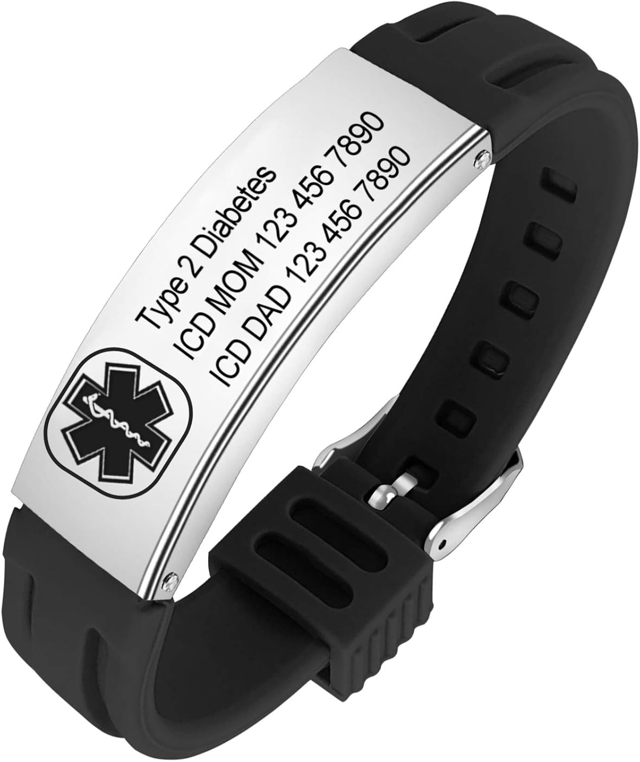 Personalised Silicone Medical Alert Bracelets Engraved