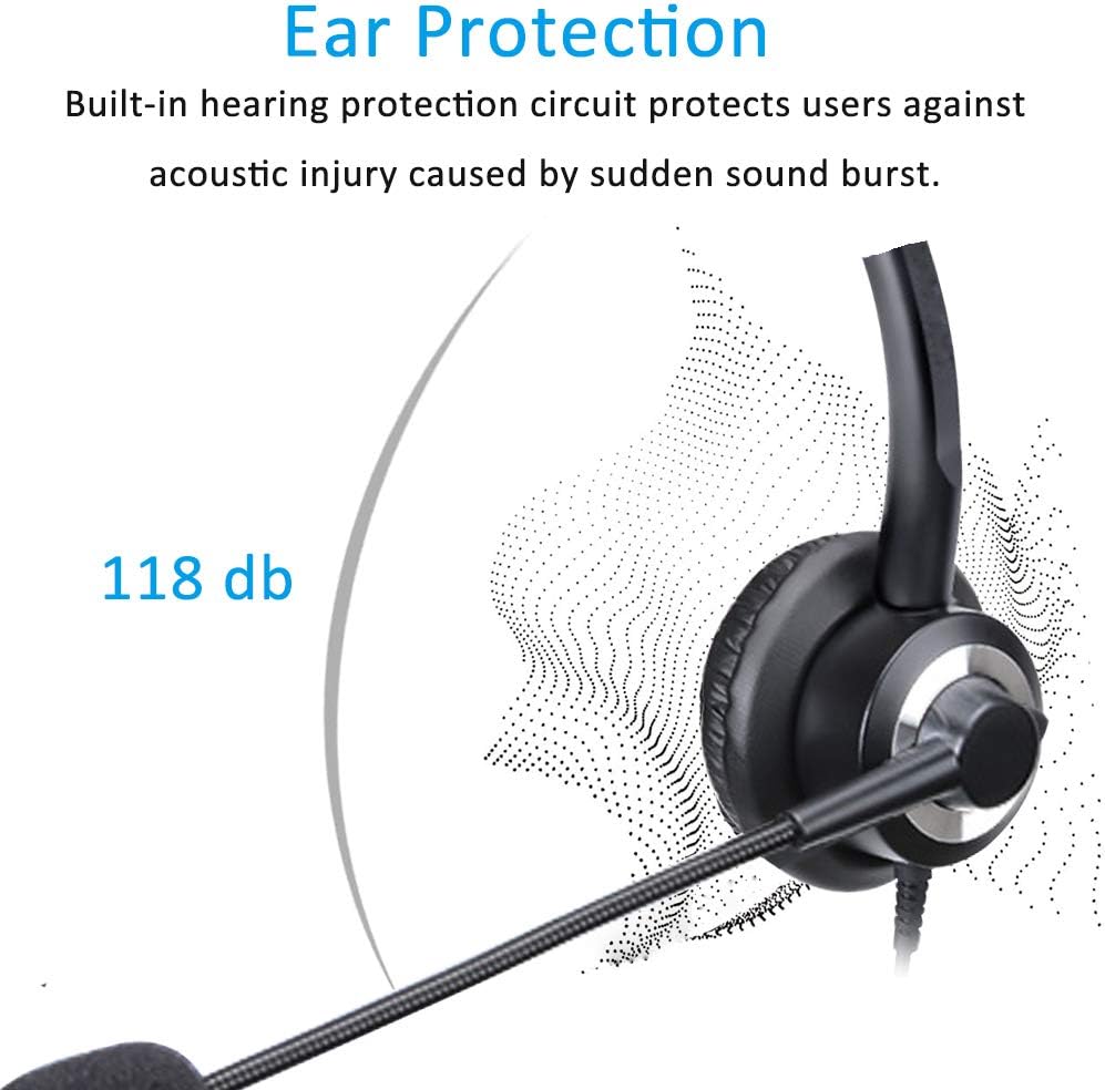 Telephone Headset, Corded Telephone Headset with Noise Cancelling