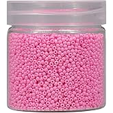 Bala&Fillic 2mm Round Size Almost Uniform Pink Color Seed Beads 10000pcs /110 Grams in Box, 12/0 Small Glass Seed Beads for Jewelry Making, Hole 0.6mm (Pink)