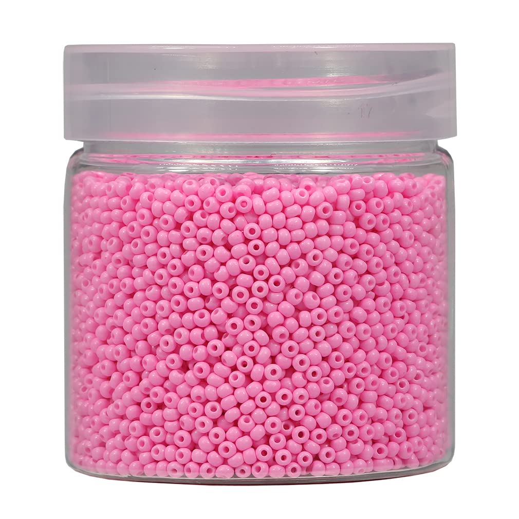 Bala&Fillic Size 2mm Round Seed Beads 10000pcs/110 Grams in Box 12/0 Pink Small Craft Seed Beads for Making Jewelry Earring Bracelets Necklace (Pink)