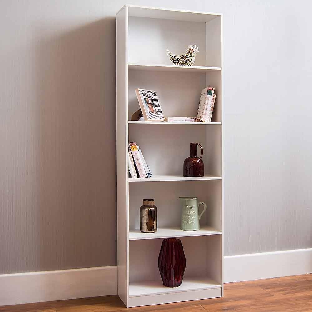 Vida Designs Cambridge 5 Tier Extra Large Bookcase, White Wooden Shelving Display Storage Unit Office Living Room Furniture