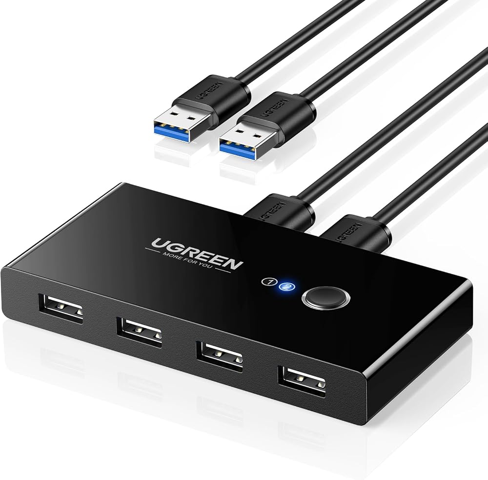 UGREEN USB 2.0 Switch 4 Ports for 2 PCs Keyboard Mouse Scanner Printer
