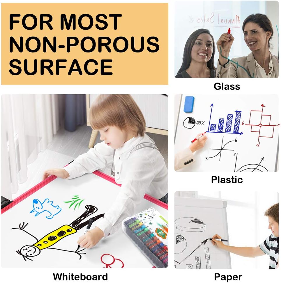 Dry Erase Markers, Shuttle Art 60 Bulk Pack 15 Colors Magnetic Whiteboard Markers with Erase, Fine Point Dry Erase Markers Perfect for Writing on Whiteboards, Glass, Mirror for School Office Home : Office Products
