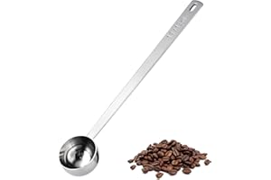 U-Taste Coffee Scoop 1 Tablespoon: 18/8 Stainless Steel Measuring Scooper for Ground Coffee, Bean, Powder, Espresso, 6.9in Long Handle Metal Meaure Spoon for Canister, Jar (1Tbsp/15ml, Silver)