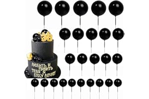 HZMM 25 Pcs Balls Cake Topper Ball Shaped Cake Insert Toppers Pearl Balls Cake Pick DIY Cake Insert Toppers Foam Ball Cupcake Topper for Birthday Party Christmas Wedding Anniversary Baby Shower Cake Decor
