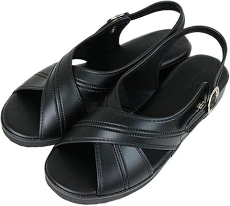 Amazon Co Jp オフィスシューズ オフィスサンダル レディース 黒 厚底 美脚 ヒール 4cm レギュラー S 約 22cm Tzl 12a シューズ バッグ