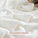 EHEYCIGA Fleece Blanket Twin 150x200cm White Soft Plush Throw view 4