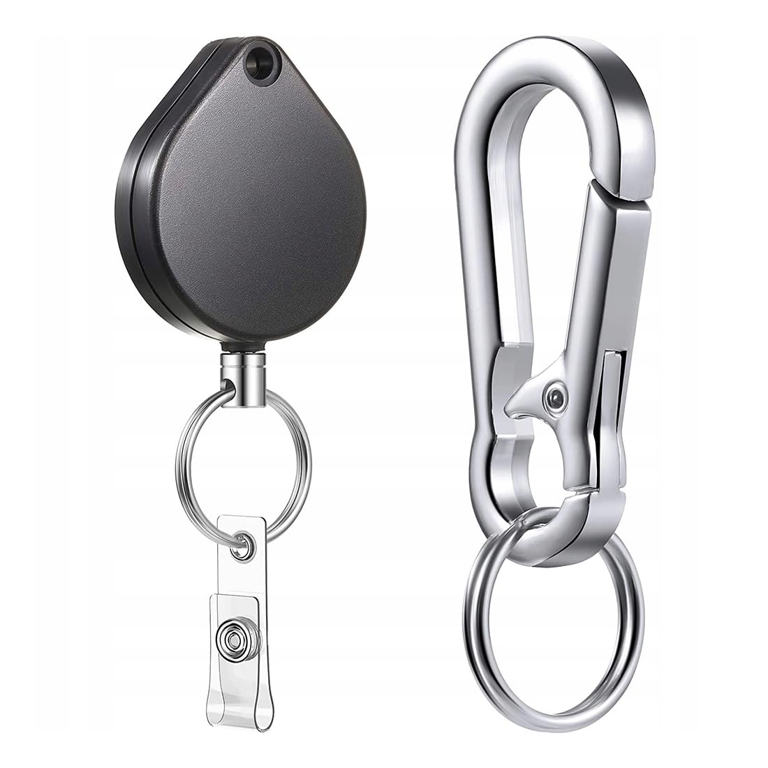 Retractable Keychain Retractable Badge Holder Reel, ID Badge Holder Clip for Name Card Keyring 31 Inch Steel Wire Cord
