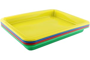 JCBIZ 4pcs 4 Colors Rectangular Tray Floating Painting Operation Panel Crafts Organizer Tray for DIY Projects and Scientific Experiments in Kindergartens, Home, Schools and Universities