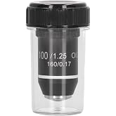 100X Microscope Objective Lens Replacement High Power Objective Lens Brass Chrome Plated Interface 20.2mm for Compound Microscopes