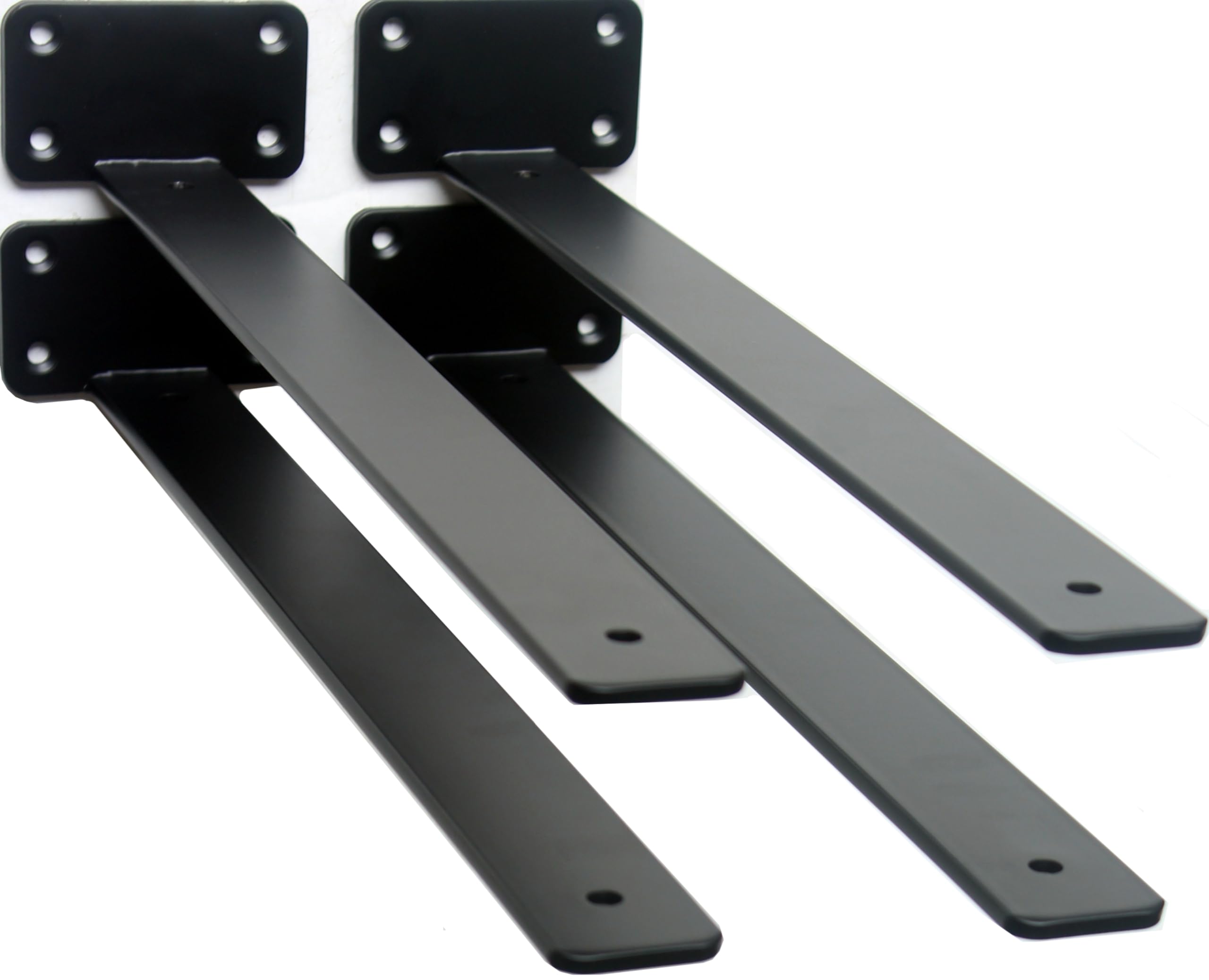 Photo 1 of 4 Pack - 18 inch Black Hidden L Shelf Bracket (1/5 Inch Thicked) Iron Floating Shelf Brackets Rustic Industrial Metal Brackets for Shelf Support