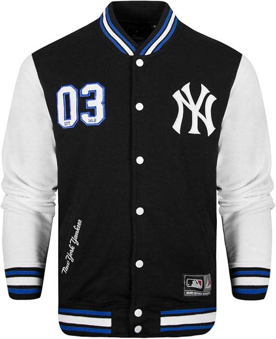 Majestic New York Yankees Letterman Buttoned Varsity Jacket Black