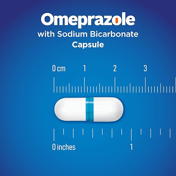 AMAZON BASIC CARE OMEPRAZOLE AND SODIUM BICARBONATE CAPSULES, 20 MG/1100 MG, 24-HOUR ACID REDUCER, FREQUENT HEARTBURN RELIEF, 42 COUNT