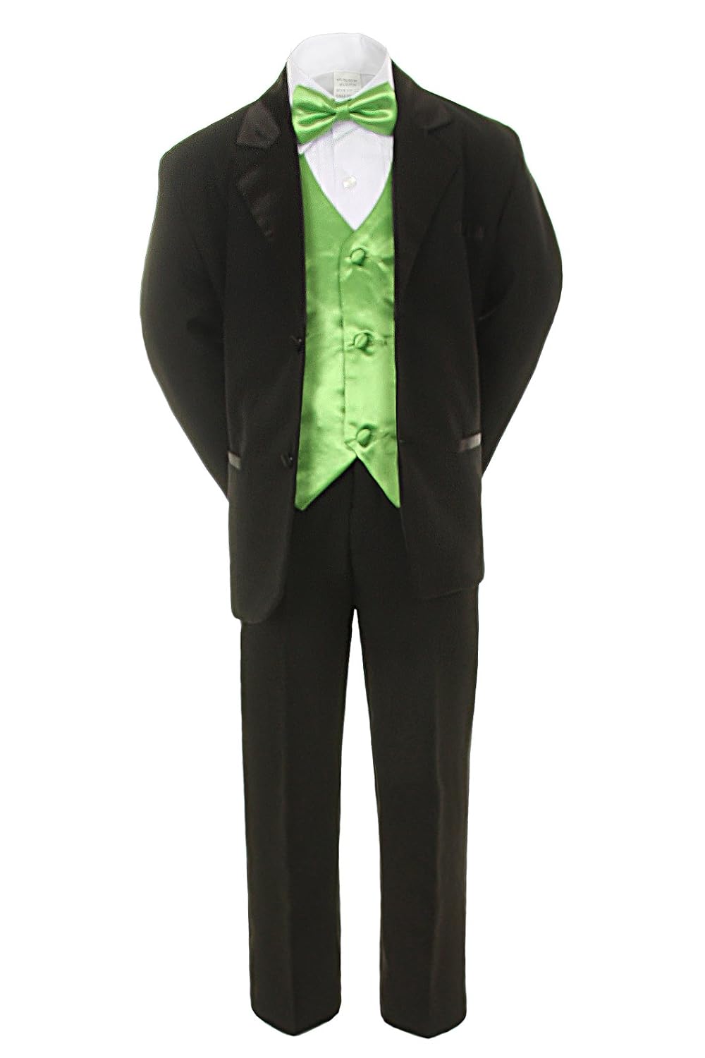 Satin Lime Green Bow Tie Vest Set 