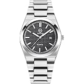 SUZAKU Men's Watch 40mm Quartz Watch Grid Dial Fashion Casual Stainless Steel Luminous Waterproof Calendar Watch Men