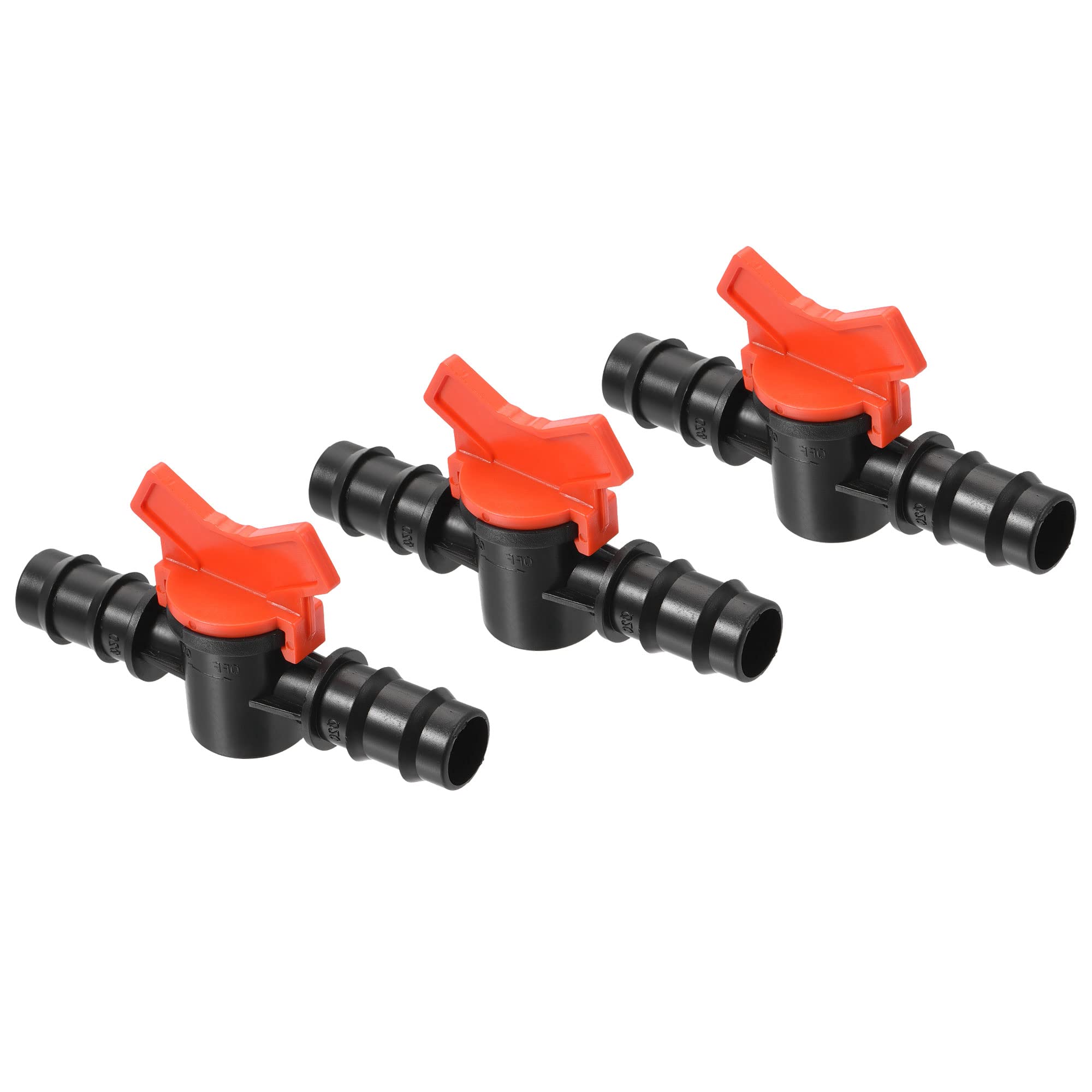 M METERXITY 3 Pack Barbed Ball Valve - Barb Connector Ball Valve Shut Off Switch Apply to Drip Irrigation and Aquariums (19mm, Black Red) — image 1