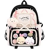 Jnidesier Cute Ita Backpack, Kawaii Backpack Aesthetic Y2K Korean Coquette Backpack Black