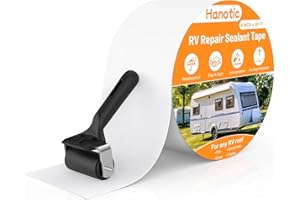 Hanotic RV Roof Tape with Roller, 4 Inch x 50 Feet Sealant Repair Tape, UV Resistant & Weatherproof for RV Repair, Camper, Tr