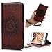 YOKIRIN iPhone 7 Wallet Case, iPhone 8 Case, PU Leather Dream Catcher 3D Relief Totem Embossed Folio Flip Full Protective Cover with Credit Card Holder Kickstand Magnetic Closure for iPhone 7 (Brown)