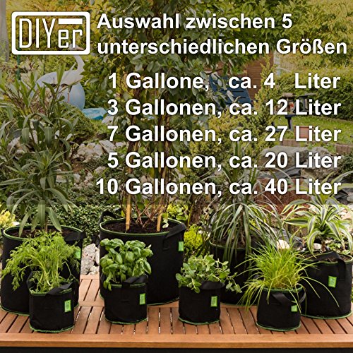 lohag® Premium Vliesstoff-Pflanzsack - 40 Liter, 5er Pack | Perfekt für Kräuter, Blumen, Gemüse & Zimmerpflanzen | Robuste, Wiederverwendbare Pflanzbeutel - Die Gesunde Alternative zum Blumentopf – Bild 5