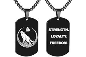 Hewonnn Wolf Viking Gifts for Men Women - Viking Fenrir Norse Wolf Necklace & Keychain - Vikings Protection Amulet Dog Tag Ne