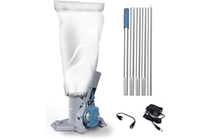KOKIDO Pool Vacuum Cleaner Leaf Sweeper, Rechargeable Cordless Runs 75-Mins, Large Debris Canister with Pole, for Debris and Leaves < 6 inches, Pool Closing Inground pools and Above Ground Pools XV410