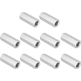 PATIKIL 1/2"-13 UNC 304 Stainless Steel Hex Coupling Nuts, 10Pcs 2" Length Fully Threaded Rod Coupling Nut Studding Connector Fasteners, Silver Tone