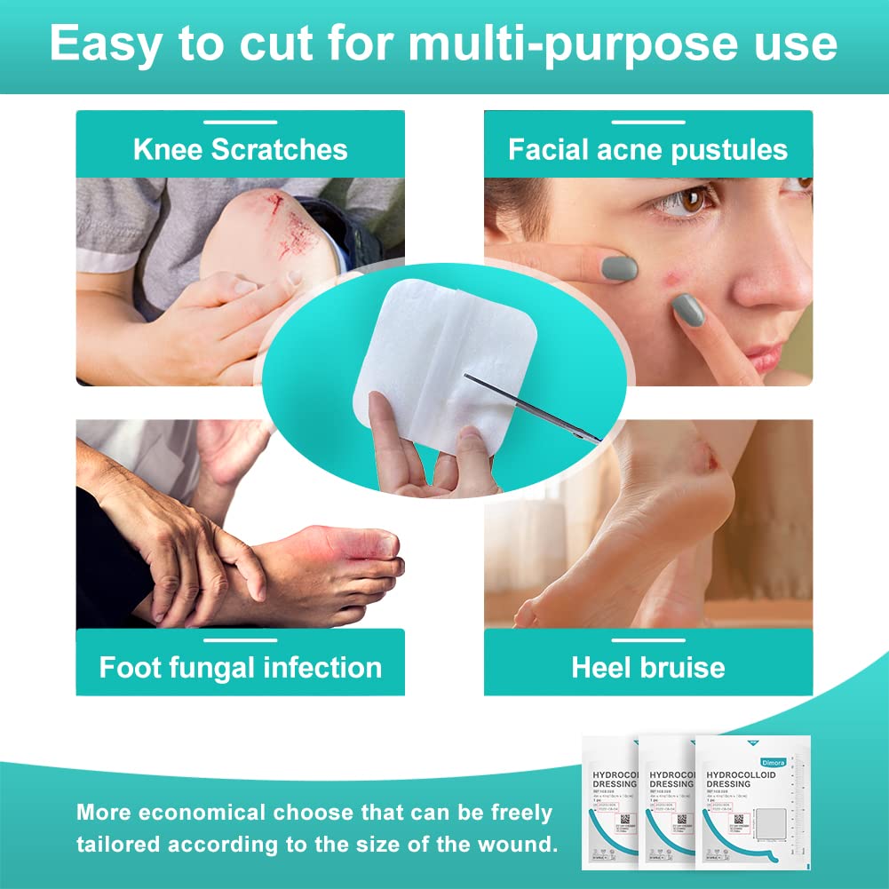 Dimora Hydrocolloid Wound Dressing, 10 Pcs Ultra Thin 4