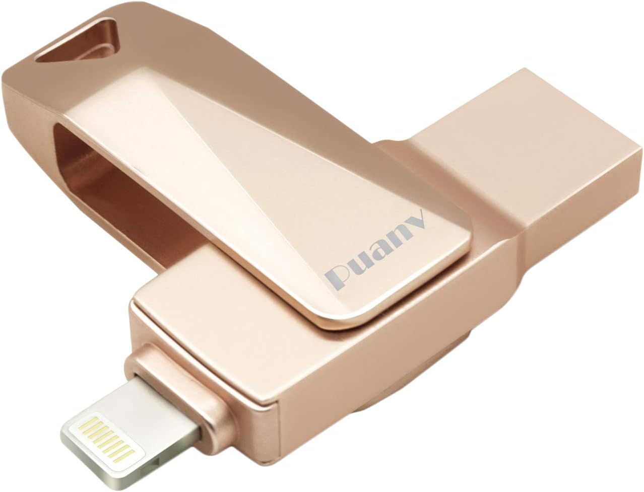 USB Flash Drive for iPhone 128GB iOS Flash Drive USB/Lightning Photo Stick Puanv OTG Memory Stick External Storage Thumb Drive Compatible with iPhone/iPad/iOS/Mac/PC (Rose Gold-128GB)