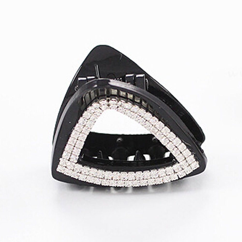 Meilliwish Sparkling Crystal Diamond Triangle Women Girls Hair Clip Claw(XA17)(Black)