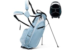 T WINSOLOGY Lightweight Golf Stand Bag with 4 Way Top Dividers for Men and Women, Only 4.2 Pounds, 8 Storage Pockets Including Cooler, Double Shoulder Straps, Womens Golf Club Bag