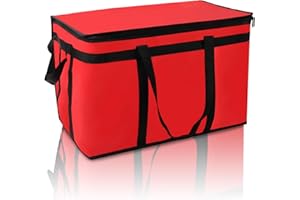 szkoo 2 Pack Insulated Food Delivery Bag Red Pizza Delivery Bags for Hot & Cold Food, Large Capacity Reusable Warming Bag Catering Cooler Bag for Party