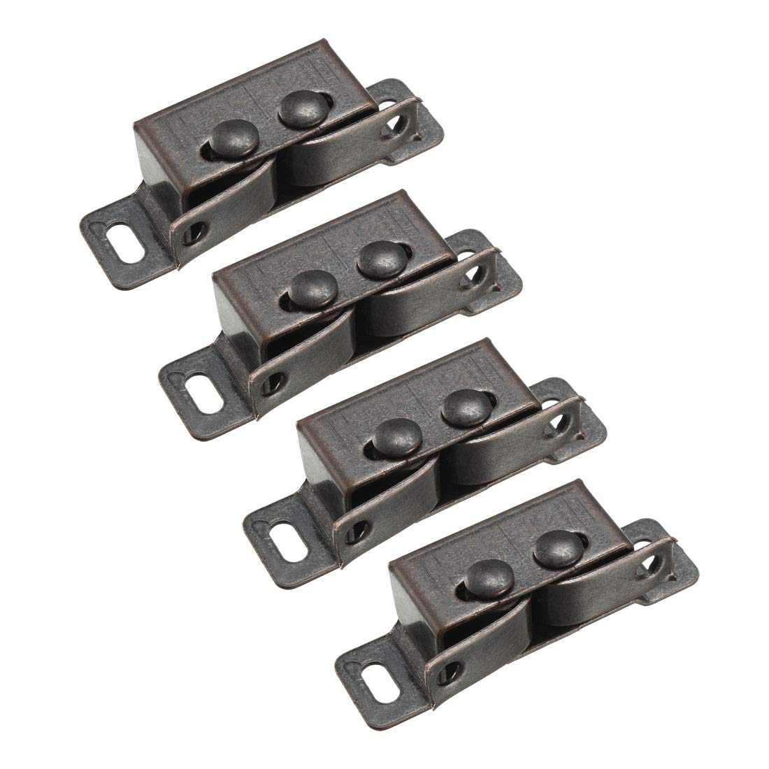 sourcing map Retro Wardrobe Door Iron Double Ball Roller Catch Latch, Copper Tone 4pcs