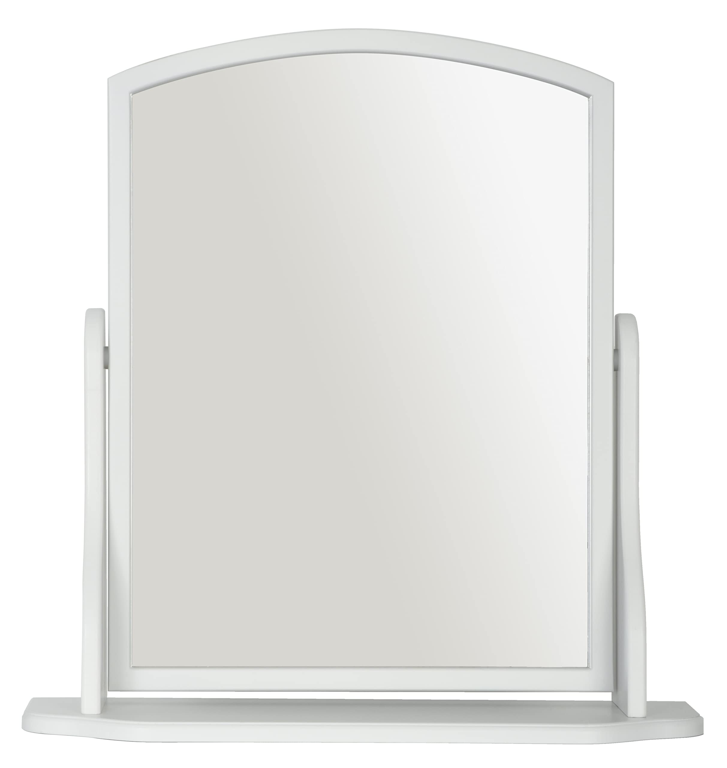 Home Selections Arched Wood Dressing Table Mirror, Grey, 44x44cm, Wooden Free Standing Tabletop Vanity Mirror