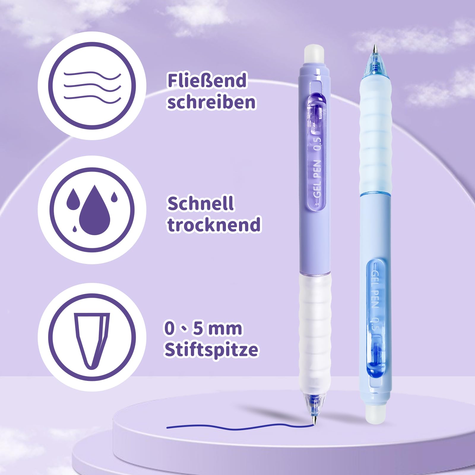 Xiaocanglan Radierbarer Kugelschreiber, 4 Stück Blau Tintenroller Radierbar Radierbare Stifte Kugelschreiber Radierbar, 0.5MM Radierbarer Tintenroller Studenten Geschenk Schule Bürobedarf Schulsachen 7
