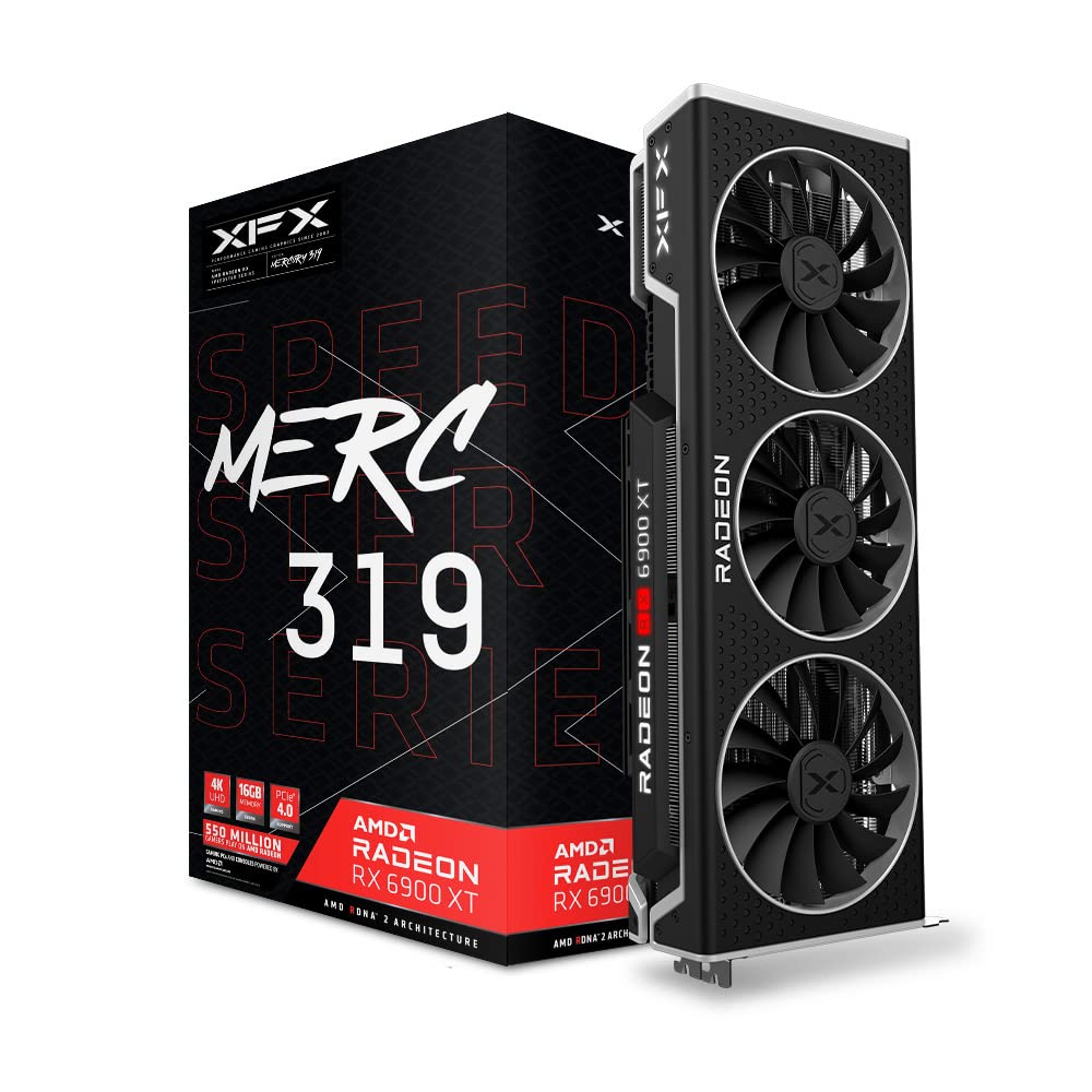 XFX Speedster MERC319 Tarjeta gráfica para juegos AMD Radeon RX 6900 XT negra con 16 GB GDDR6, HDMI, 3xDP, AMD RDNA 2 RX-69XTATBD9