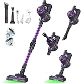 LAQVITA Cordless Vacuum Cleaner, Vacuum Cleaners for Home with 180° Bendable Wand | Green LED Light, Self-Standing, 1.5L Dust Cup, Washable HEPA Filter| Lightweight Stick Vacuum for Hardwood Floors