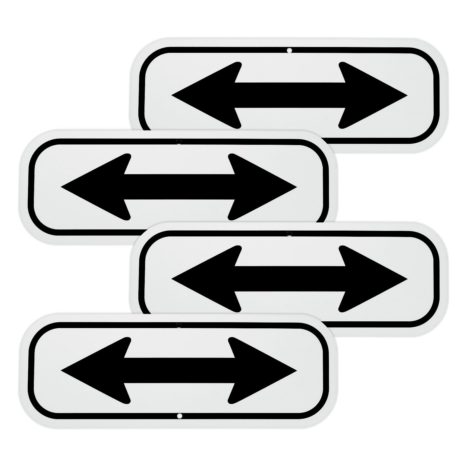 M METERXITY 4-Pack Black Arrow Signs, 9.84 x 3.54 Aluminum Reflective Two-way Arrow Sign for Outdoor Lawn Garden Ground Decorations, Street Sign [White/Black]