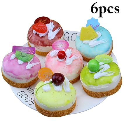 Coxeer 6PCS Artificial Cake Multi Purpose Pretend Artificial Dessert Fridge Magnet for Display