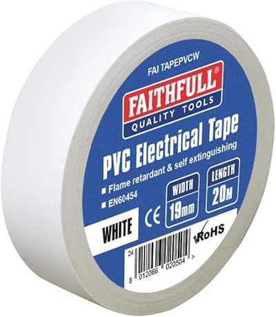 Faithfull PVC Electrical Tape 19mm x 20m White BS3924 Flame Retardant