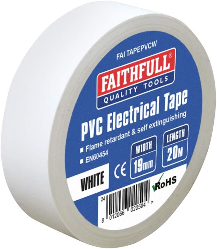 Faithfull PVC Electrical Tape 19mm x 20m White BS3924 Flame Retardant