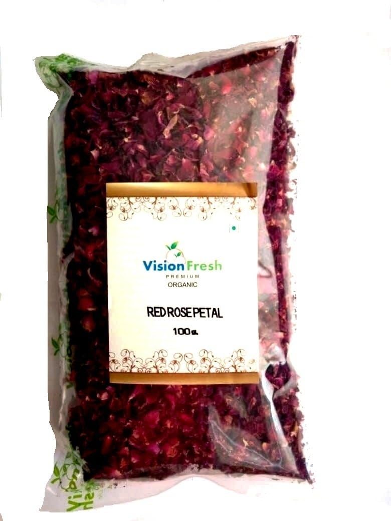 Vision Fresh Organic Dry Red Rose Petals 100 Gram