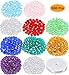 Paxcoo 500 Pcs Crystal Glass Beads Faceted Beads with Bracelet String for Jewelry Making