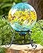 The Lakeside Collection Colorful Glass Ball on Stand - Turquoise & Yellow