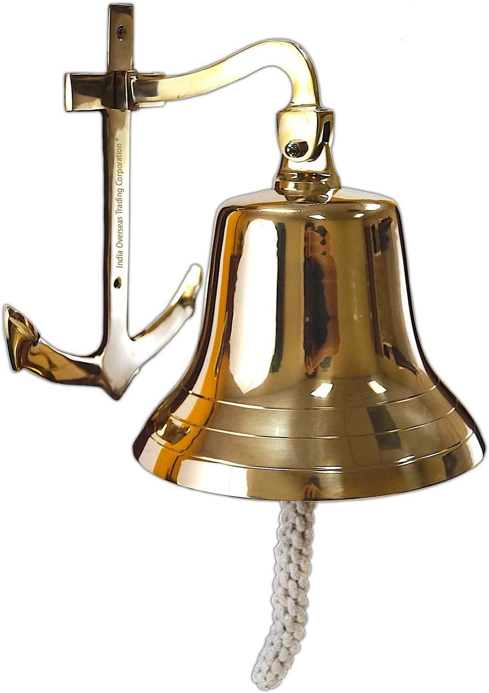 Ships Bell - Large - Solid Brass W/mounting Bracket and Anchor New