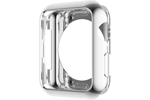 HANKN Case for Apple Watch Series 9 8 7 41mm /Series 6 5 4 SE 40mm, Plated Shiny Soft TPU Cover Iwatch Bumper [No Front Screen Protector] (Silver)