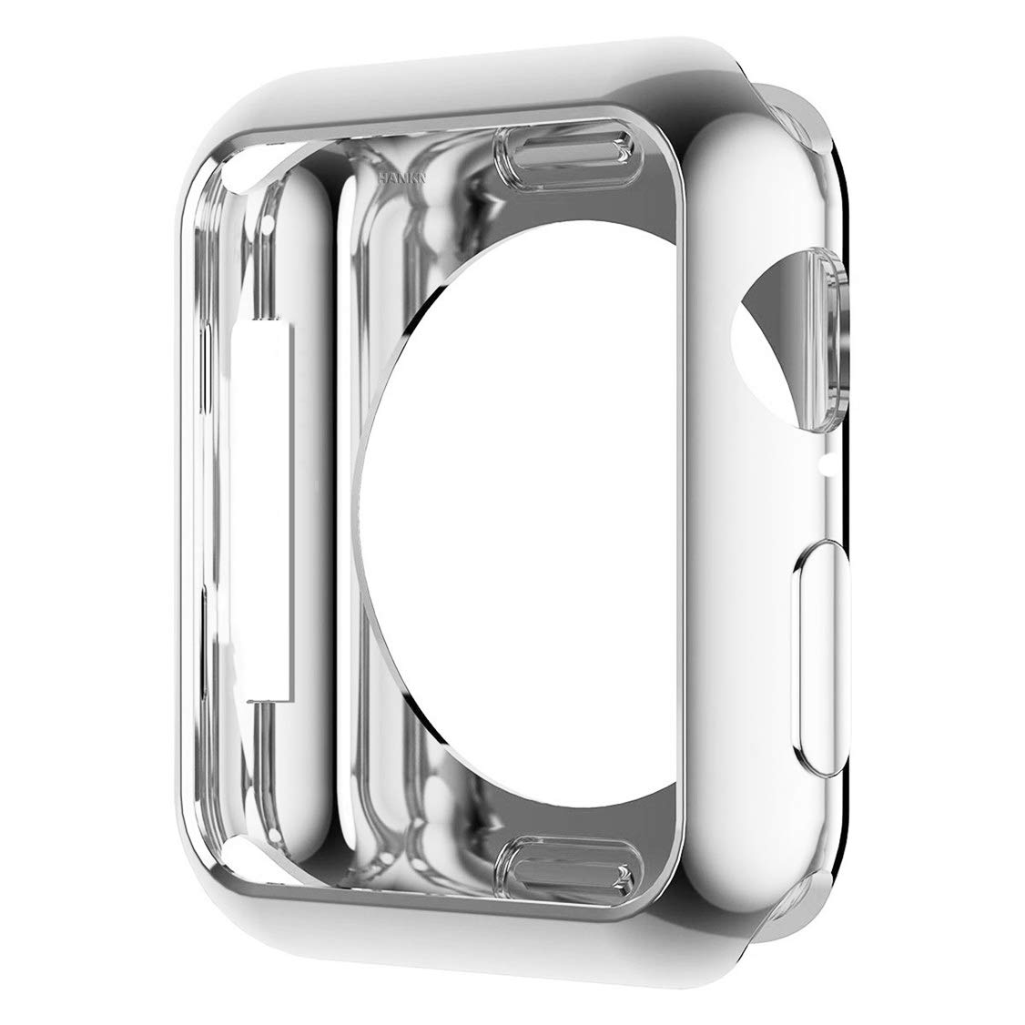 HANKN Soft TPU Case for Apple Watch Series 6 5 4 SE 40mm Case, Plated Shiny Cover Wireless Charging Compatible Iwatch Scratch Resistant Bumper [No Front Screen Protector] (40mm, Shiny Silver)