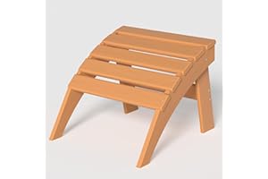 nevilywood HDPE Folding Ottoman - Adirondack Chair Footrest – Weather Resistant, Wood-Grain, Low-Maintenance-, Garden Patio Porch – Teak Brown