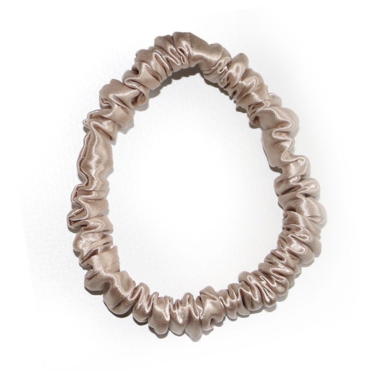 Waterlily Scrunchie 100% Mulberry Silk 22momme Skinny Thin Small Hair Ties Scrunchies for Women Soft Natural Care (Champagne)