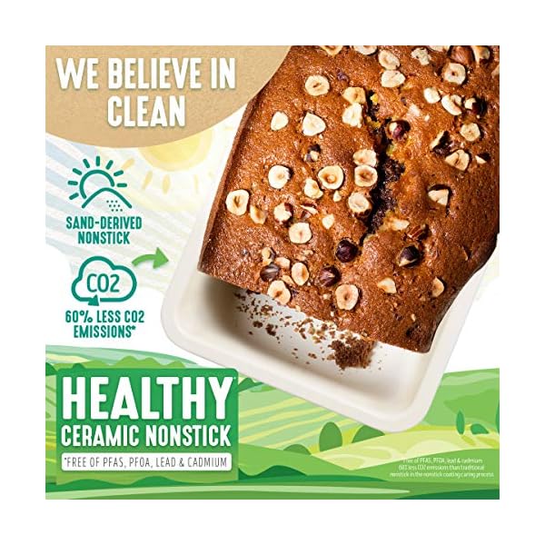 GreenLife Bakeware 8.5" x 4.4" Loaf Pan, Healthy Ceramic Nonstick, PFAS